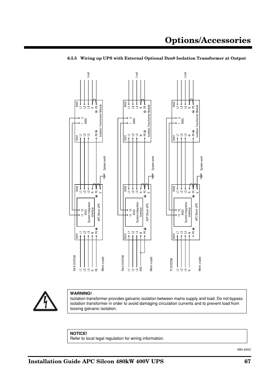 Options/accessories | APC SILCON 990-4053 User Manual | Page 67 / 76