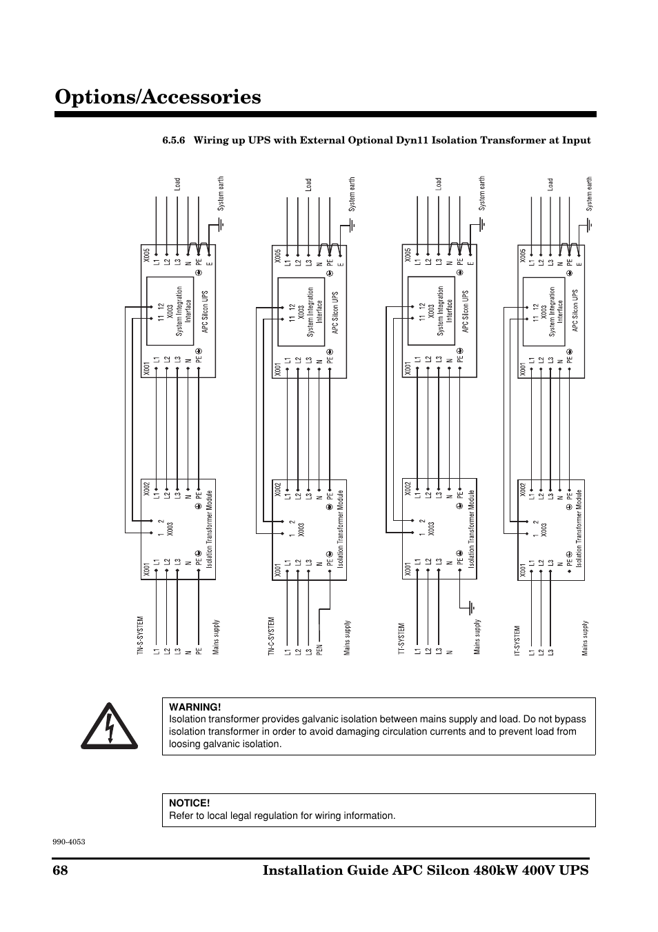 Options/accessories | APC SILCON 990-4053 User Manual | Page 68 / 76