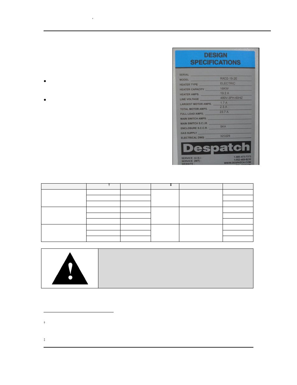 Power, Warning | Despatch RAD Series User Manual | Page 11 / 58