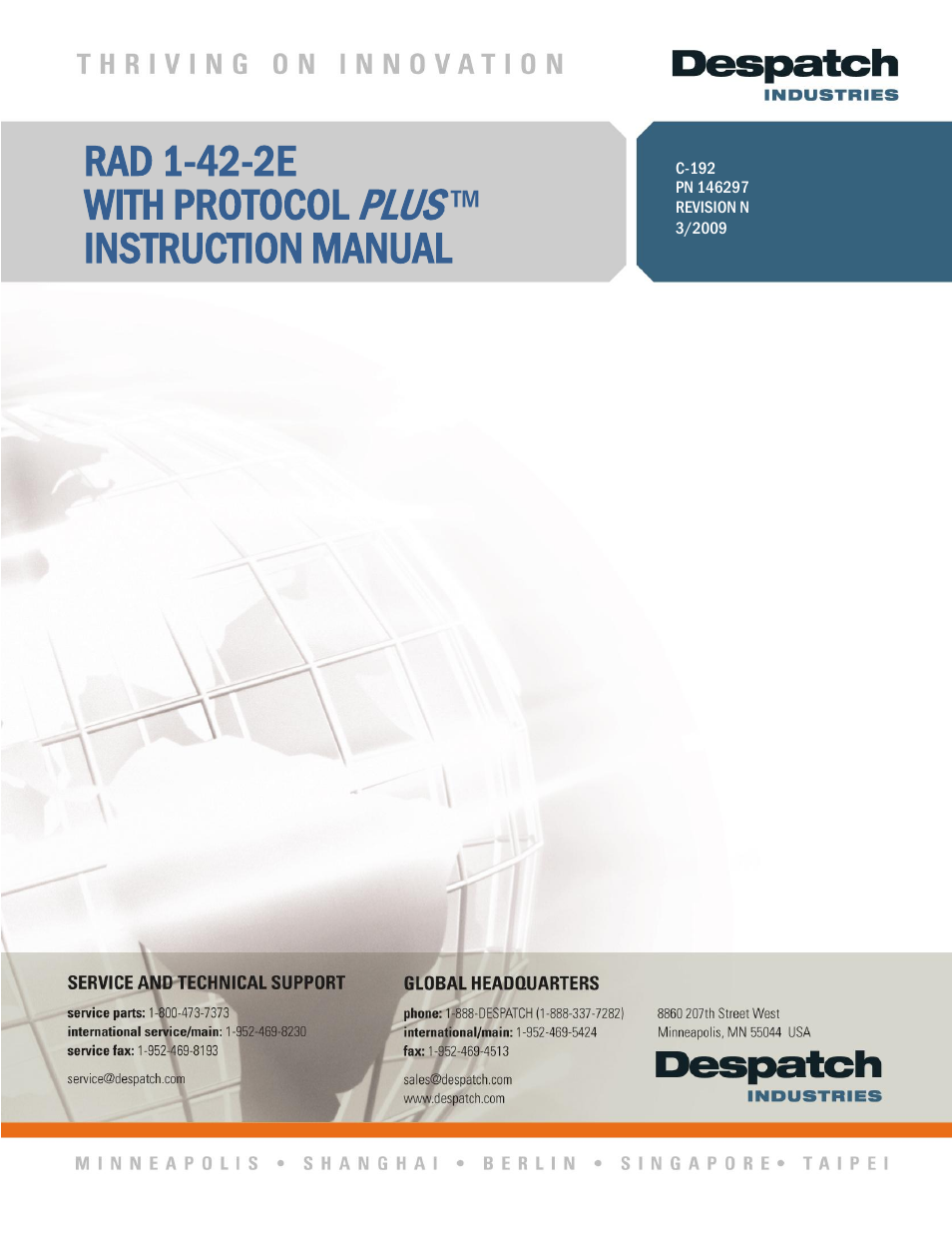 Despatch RAD1-42-2E with Protocol Plus User Manual | 74 pages