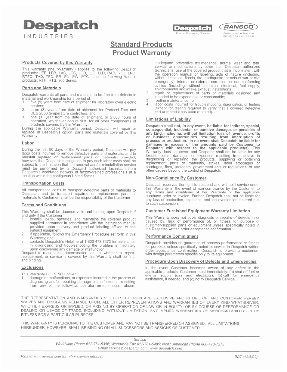 Despatch RBC1-50 with Protocol Plus User Manual | Page 3 / 39
