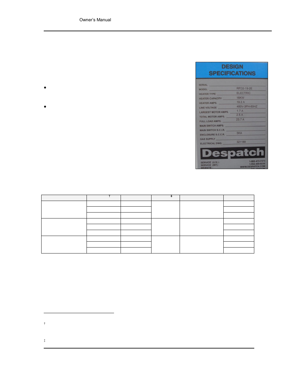 Power | Despatch RFD Series User Manual | Page 11 / 63