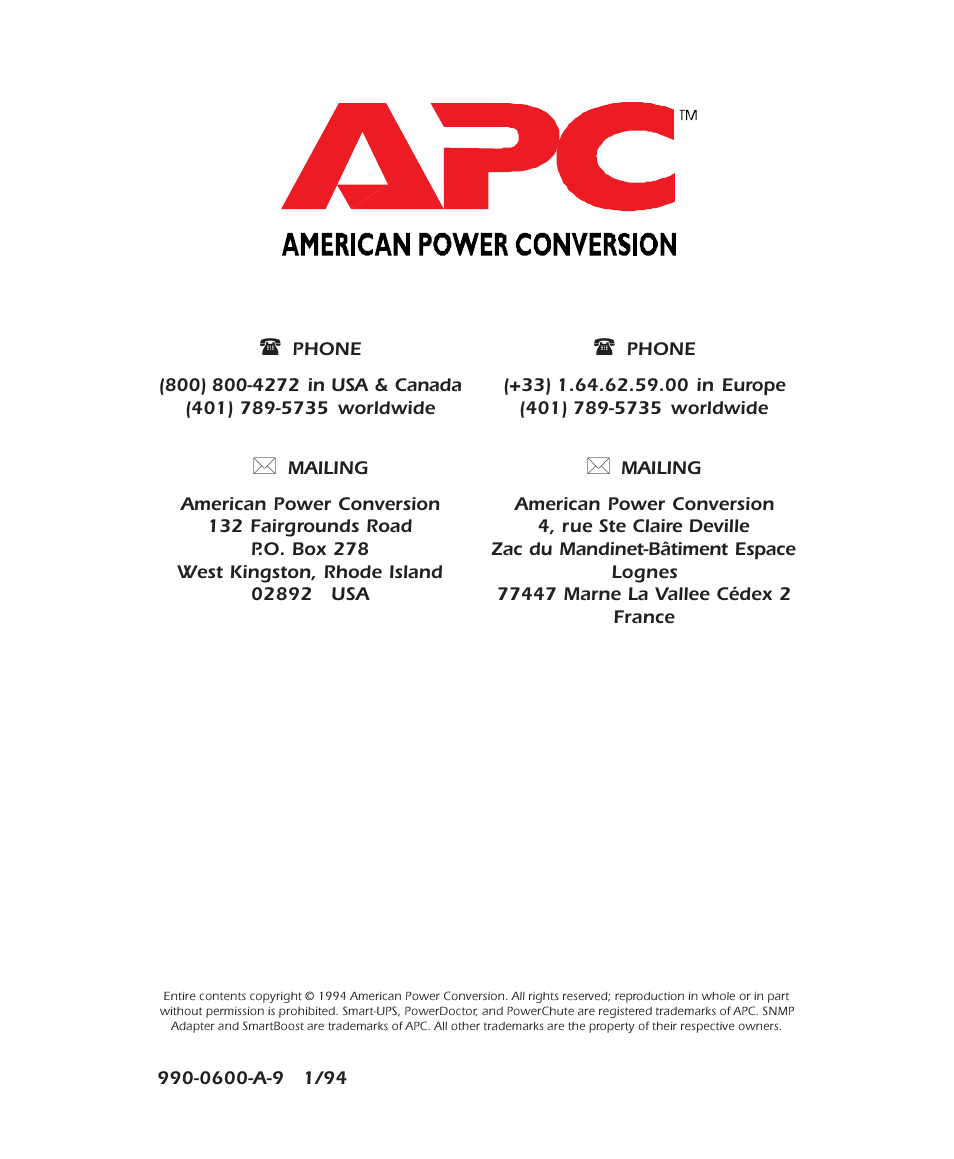 APC 600 User Manual | Page 44 / 44