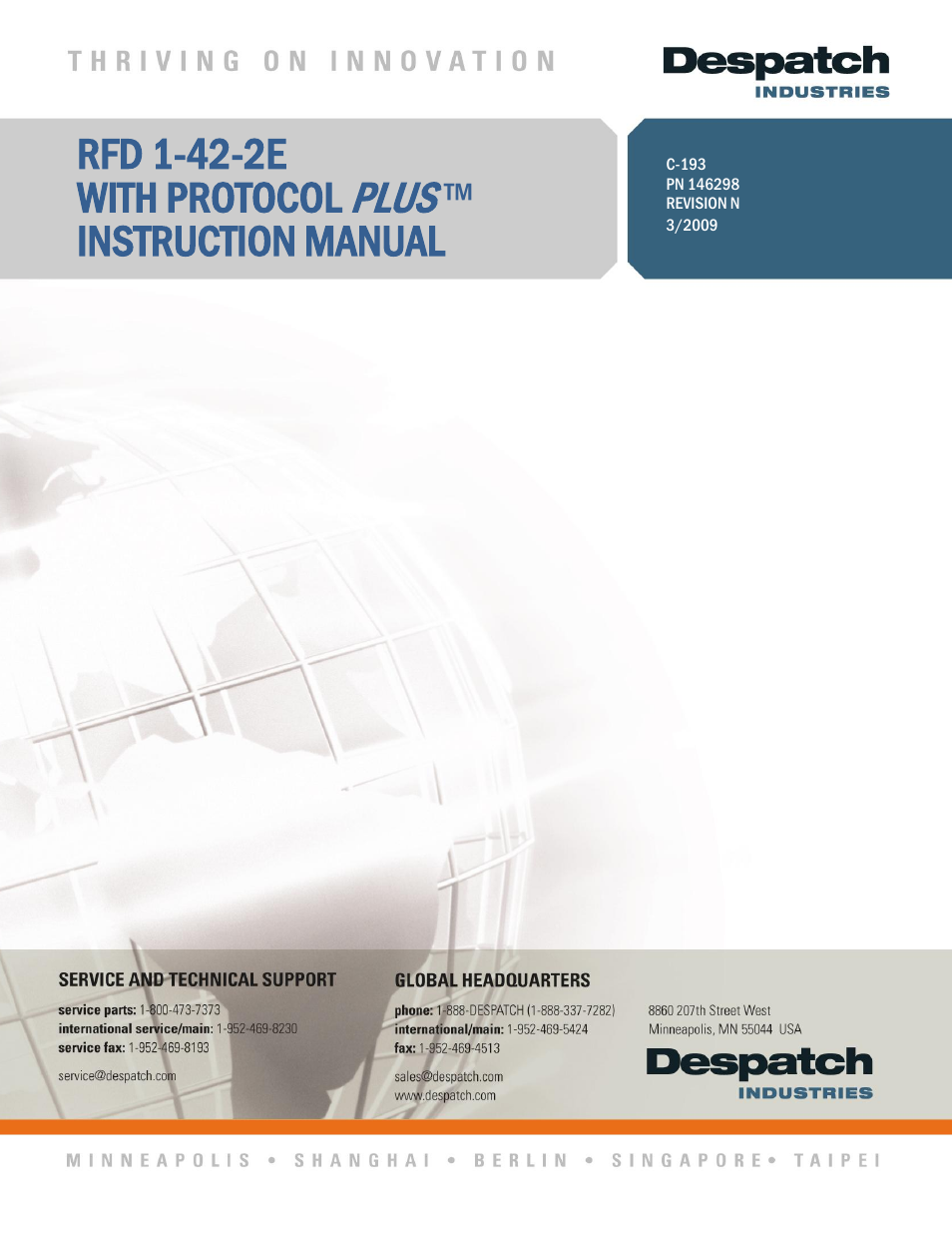 Despatch RFD1-42-2E with Protocol Plus User Manual | 75 pages
