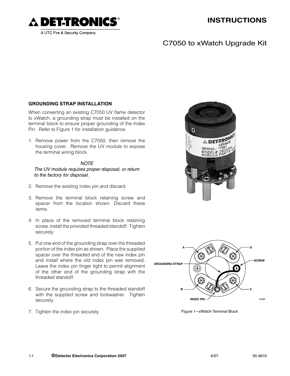 Det-Tronics C7050 to xWatch Upgrade Kit User Manual | 1 page