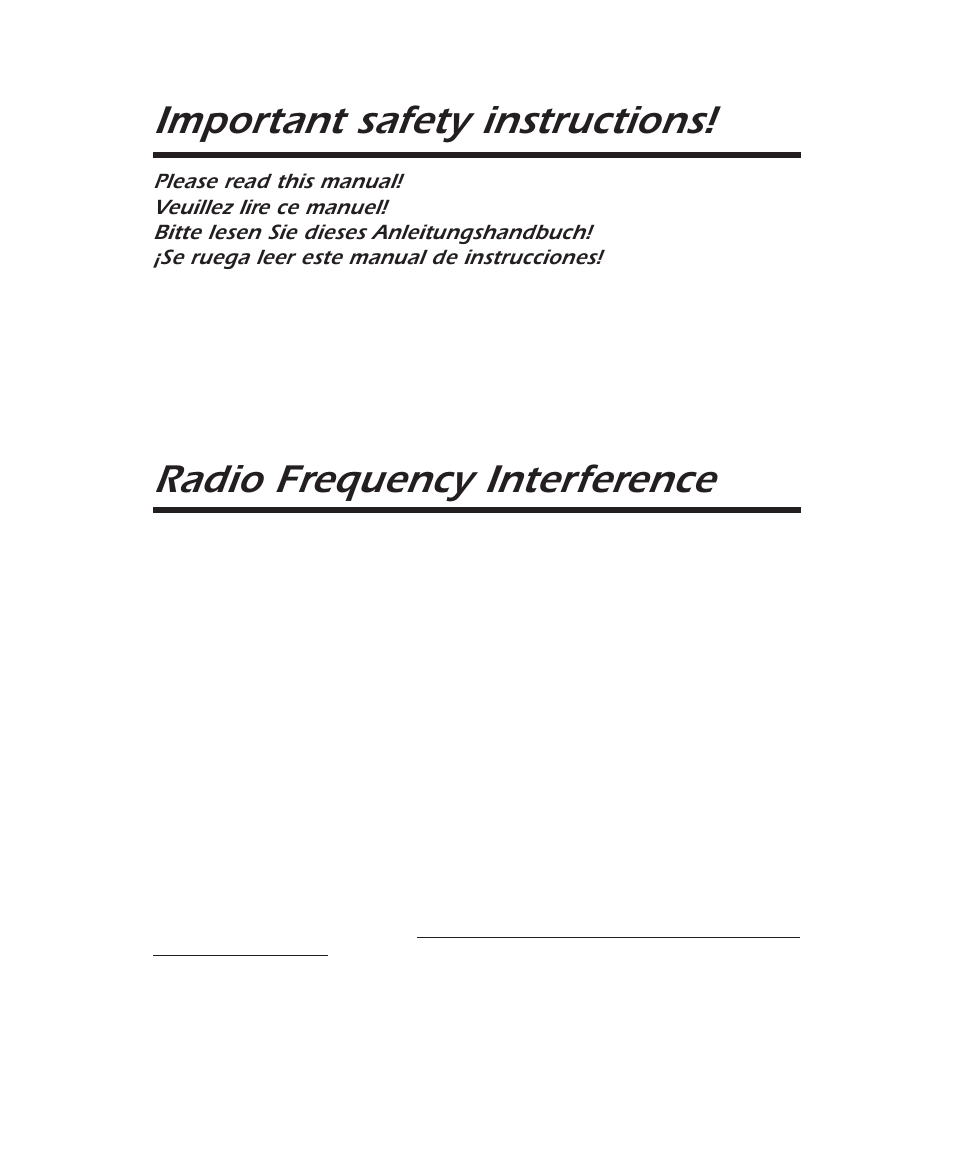 Important safety instructions, Radio frequency interference | APC 2000XL User Manual | Page 2 / 44