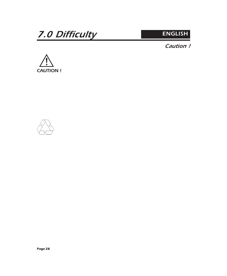 0 difficulty, Caution, English | APC 2000XL User Manual | Page 30 / 44