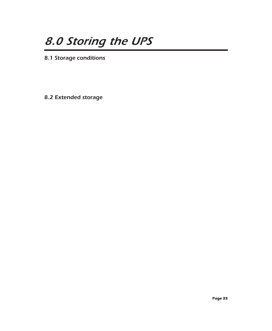 0 storing the ups | APC 2000XL User Manual | Page 37 / 44