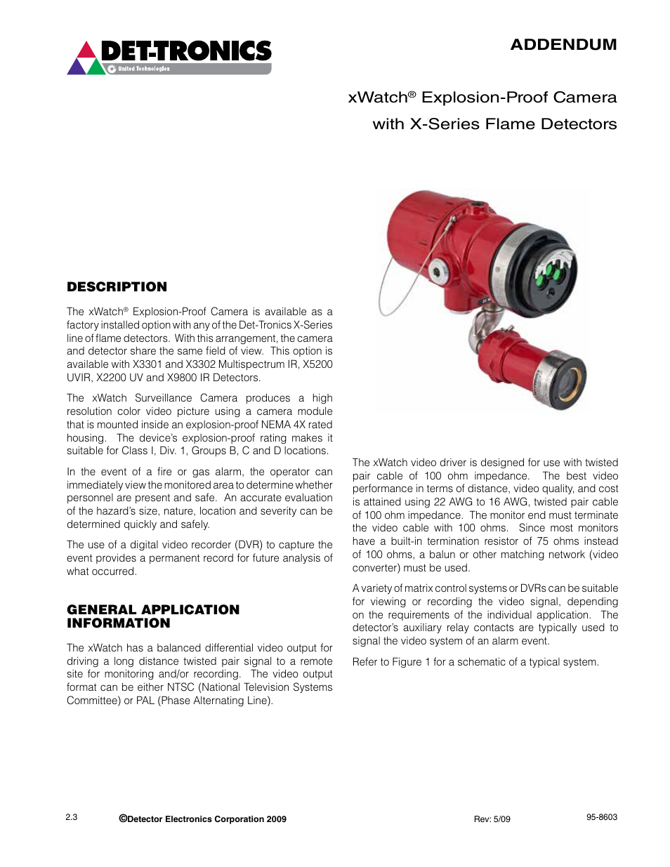 Det-Tronics xWatch Explosion-Proof Camera with X-Series Flame Detectors User Manual | 7 pages