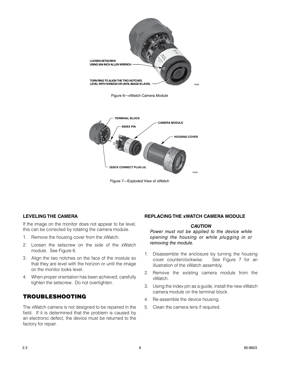 Troubleshooting | Det-Tronics xWatch Explosion-Proof Camera with X-Series Flame Detectors User Manual | Page 6 / 7