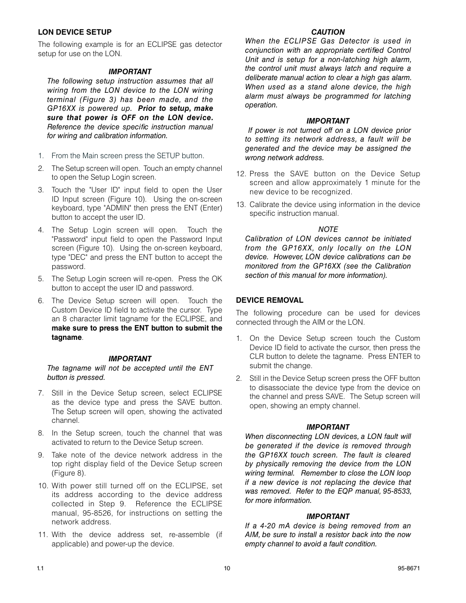 Det-Tronics GP16XX Standard Gas Panel User Manual | Page 12 / 20