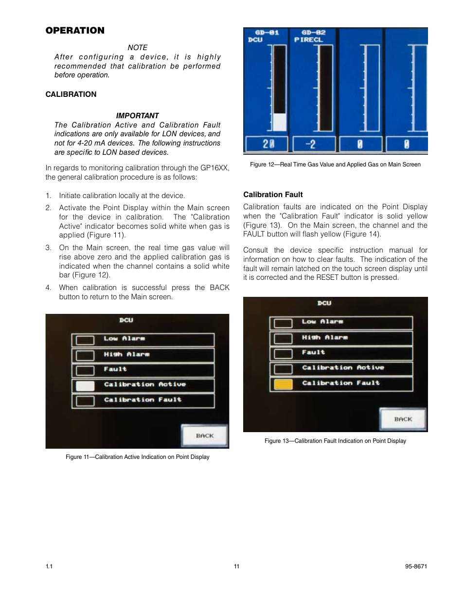 Operation | Det-Tronics GP16XX Standard Gas Panel User Manual | Page 13 / 20
