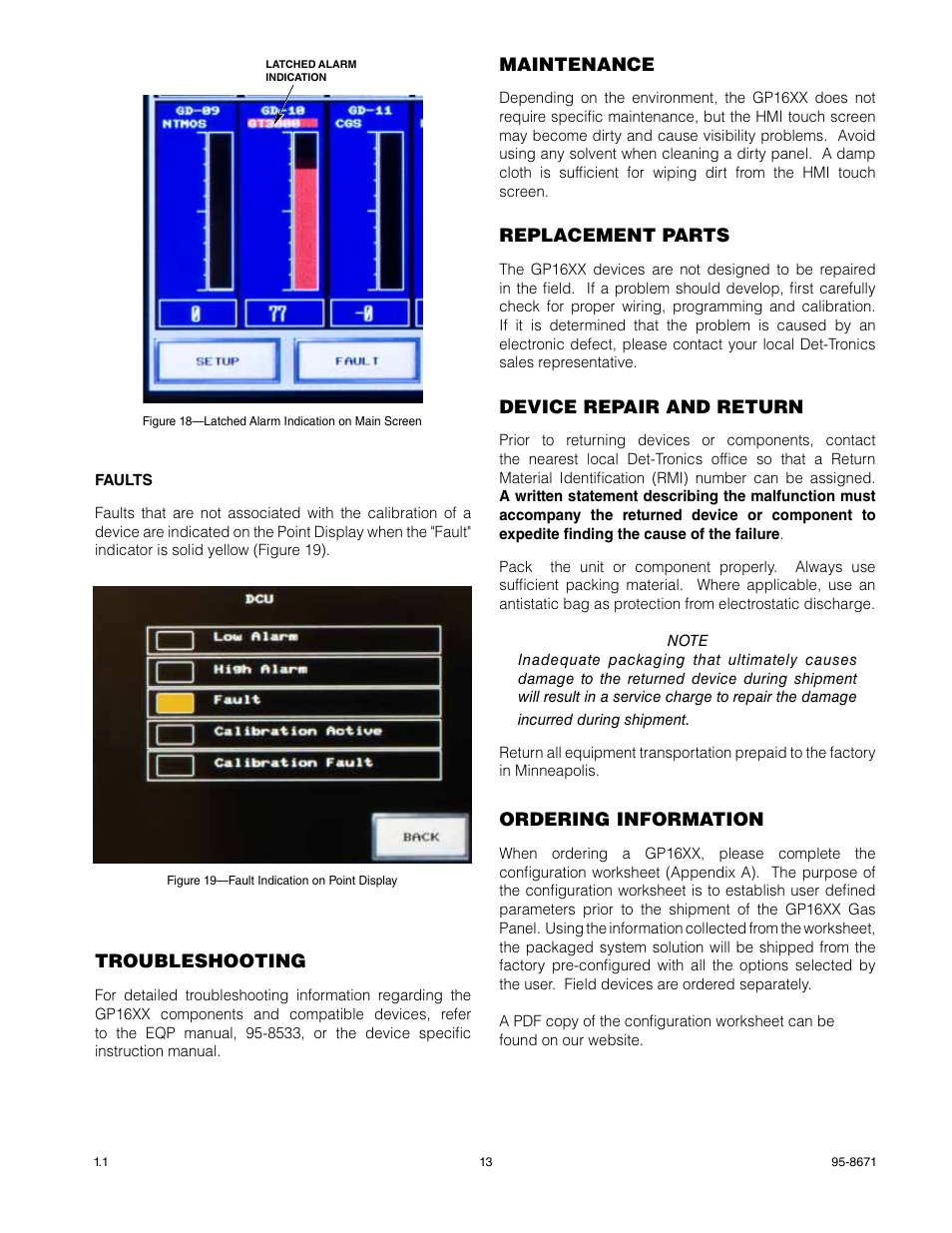 Det-Tronics GP16XX Standard Gas Panel User Manual | Page 15 / 20