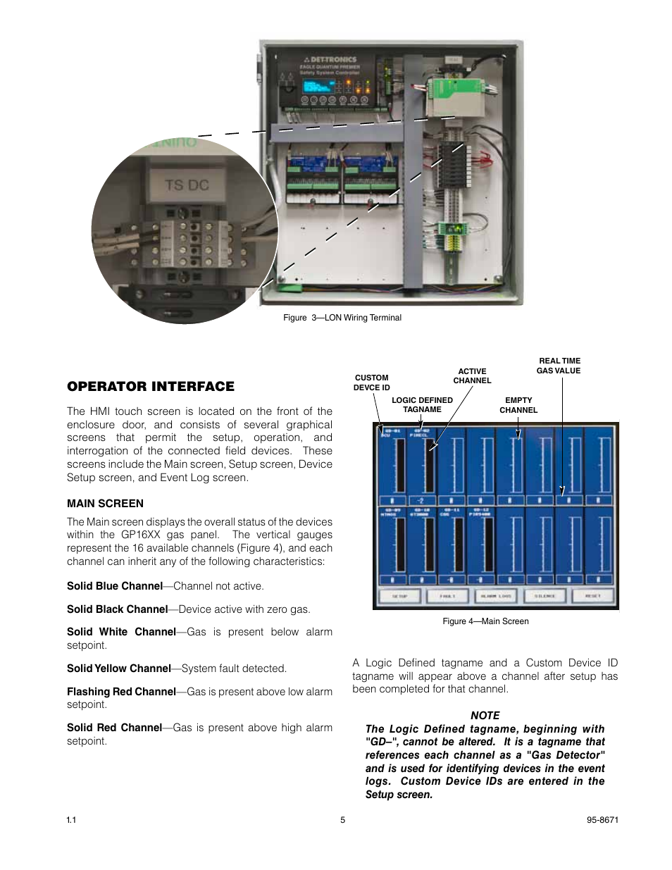 Operator interface | Det-Tronics GP16XX Standard Gas Panel User Manual | Page 7 / 20