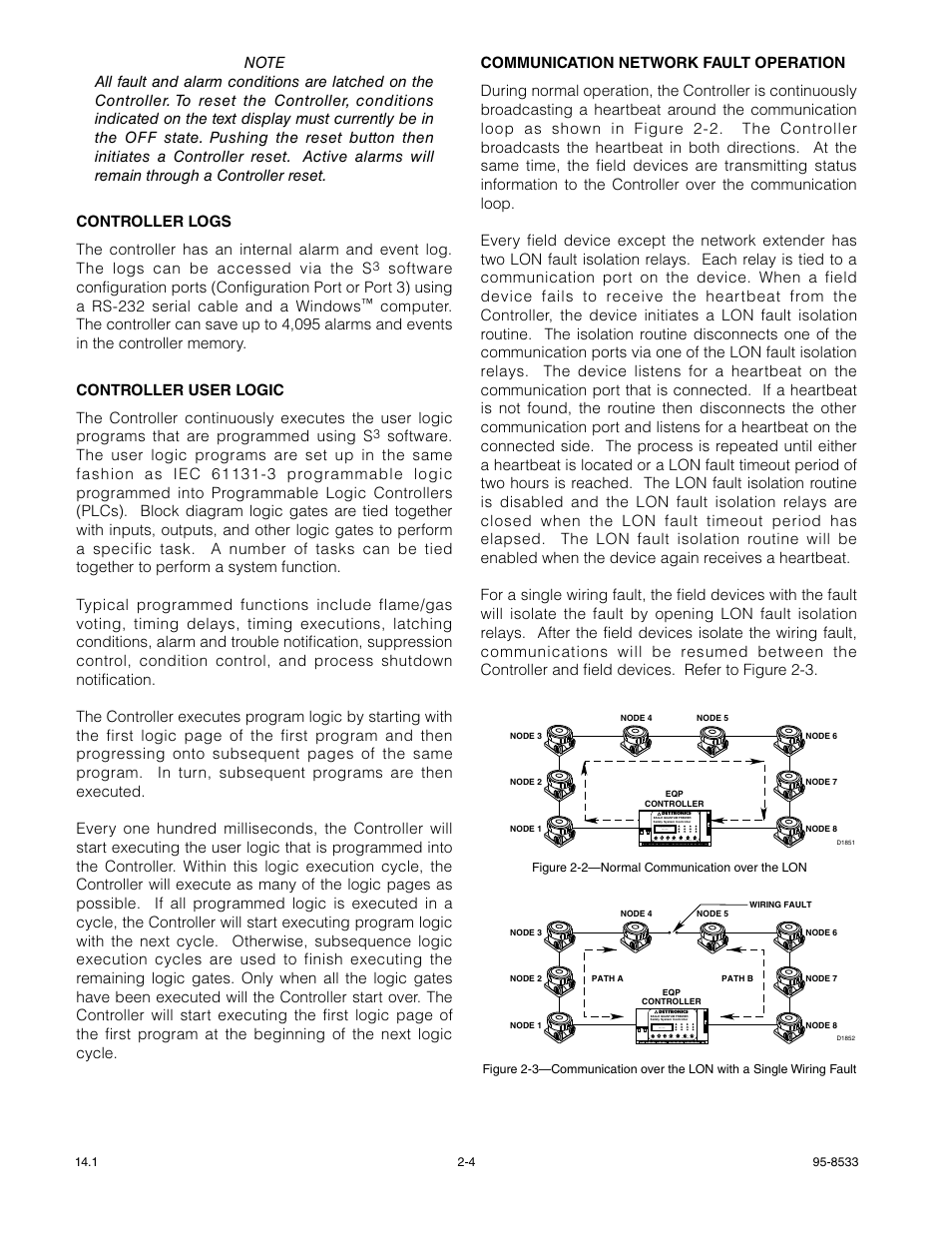 Controller logs, Controller user logic, Communication network fault operation | Det-Tronics EQP Fire and Gas Detection/Releasing System User Manual | Page 10 / 157