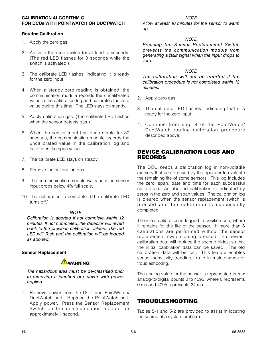 Device calibration logs and records, Troubleshooting | Det-Tronics EQP Fire and Gas Detection/Releasing System User Manual | Page 108 / 157