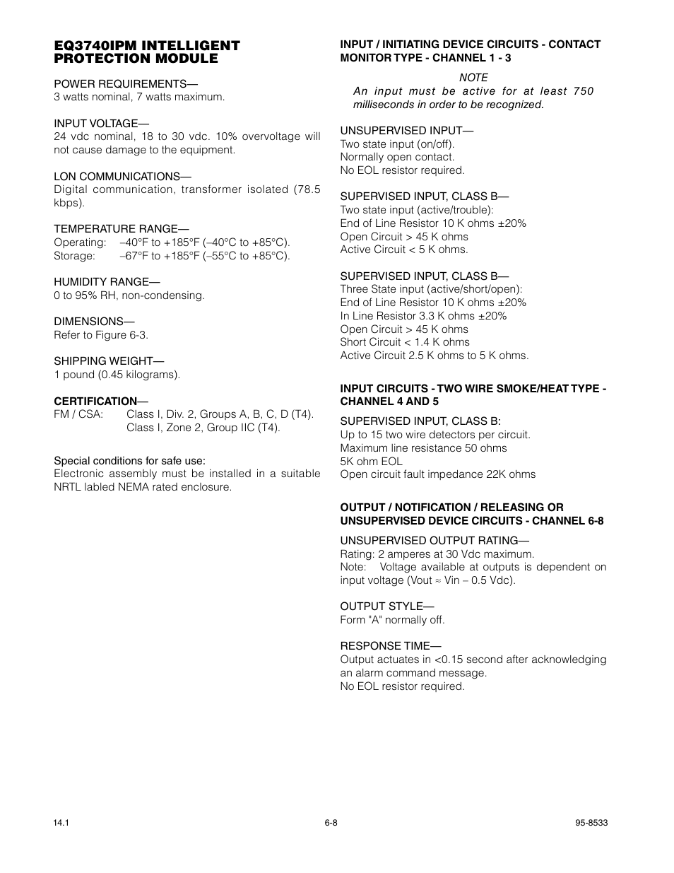Eq3740ipm intelligent protection module | Det-Tronics EQP Fire and Gas Detection/Releasing System User Manual | Page 119 / 157
