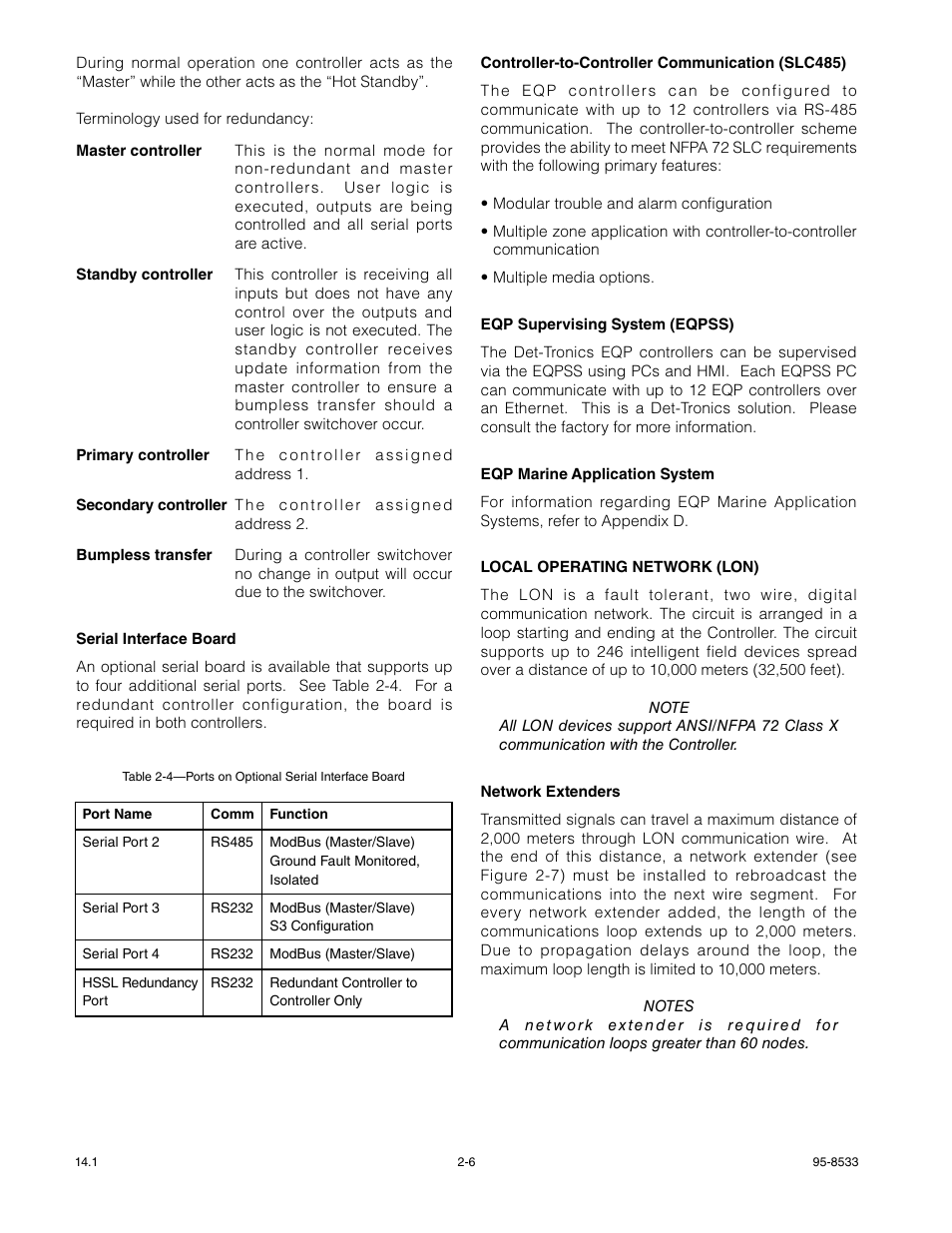 Local operating network (lon) | Det-Tronics EQP Fire and Gas Detection/Releasing System User Manual | Page 12 / 157