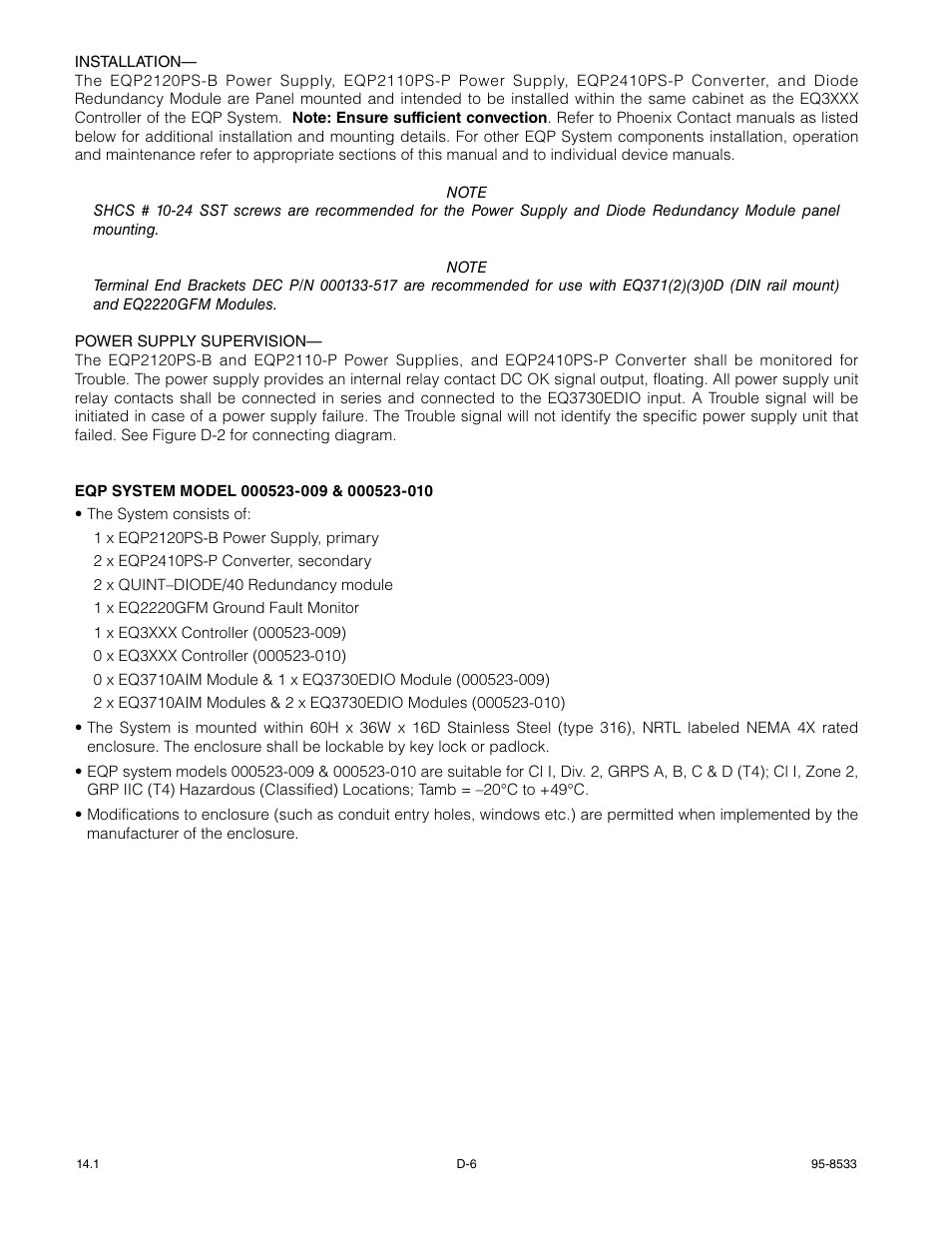 Det-Tronics EQP Fire and Gas Detection/Releasing System User Manual | Page 144 / 157