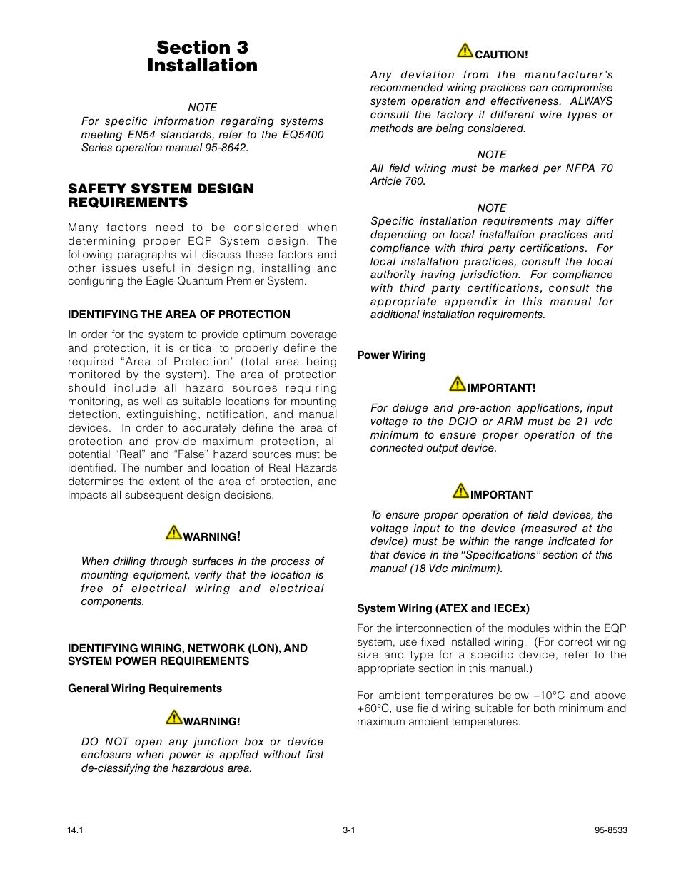 Section 3 - installation, Safety system design requirements, Identifying the area of protection | Det-Tronics EQP Fire and Gas Detection/Releasing System User Manual | Page 20 / 157