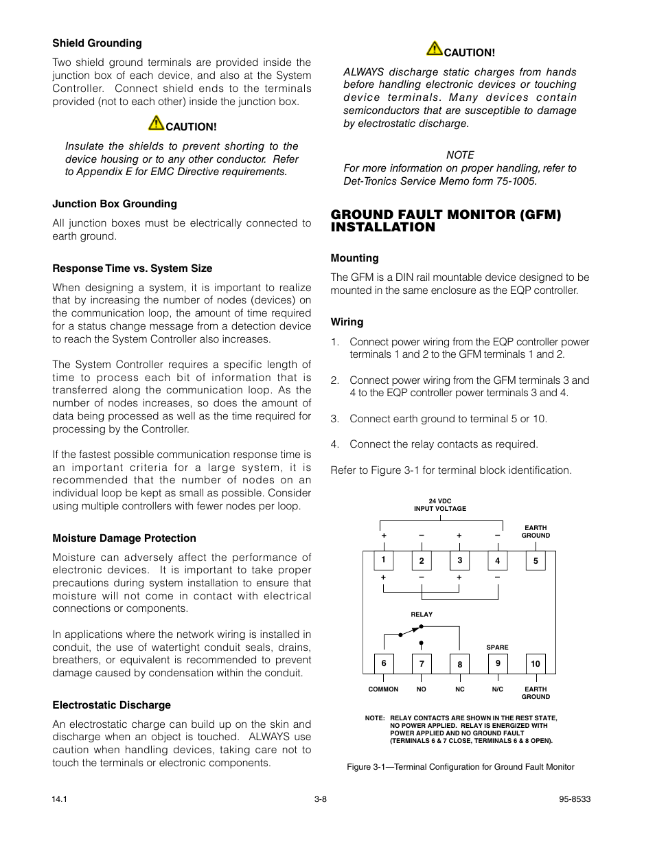Ground fault monitor (gfm) installation | Det-Tronics EQP Fire and Gas Detection/Releasing System User Manual | Page 27 / 157
