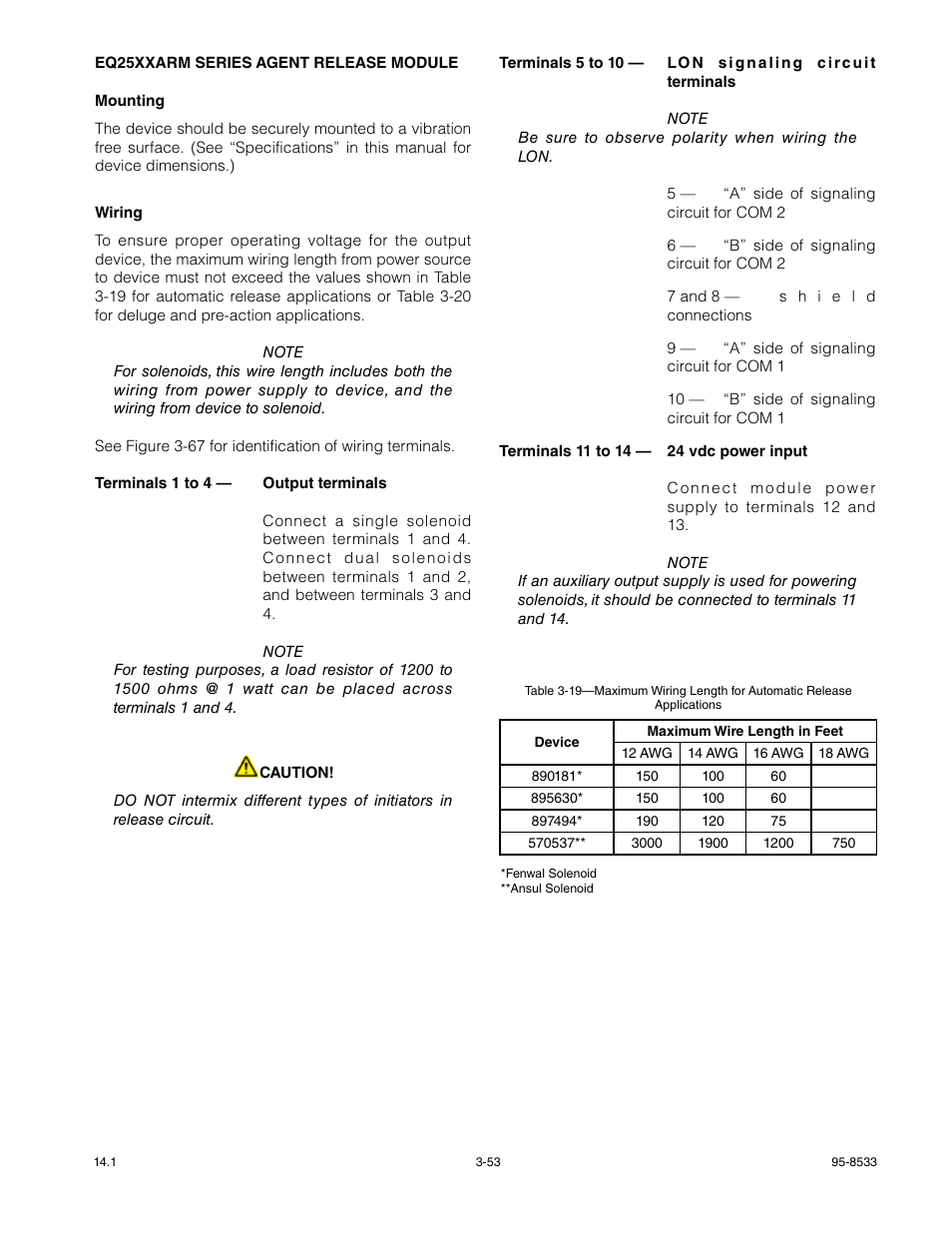 Eq25xxarm series agent release module | Det-Tronics EQP Fire and Gas Detection/Releasing System User Manual | Page 72 / 157