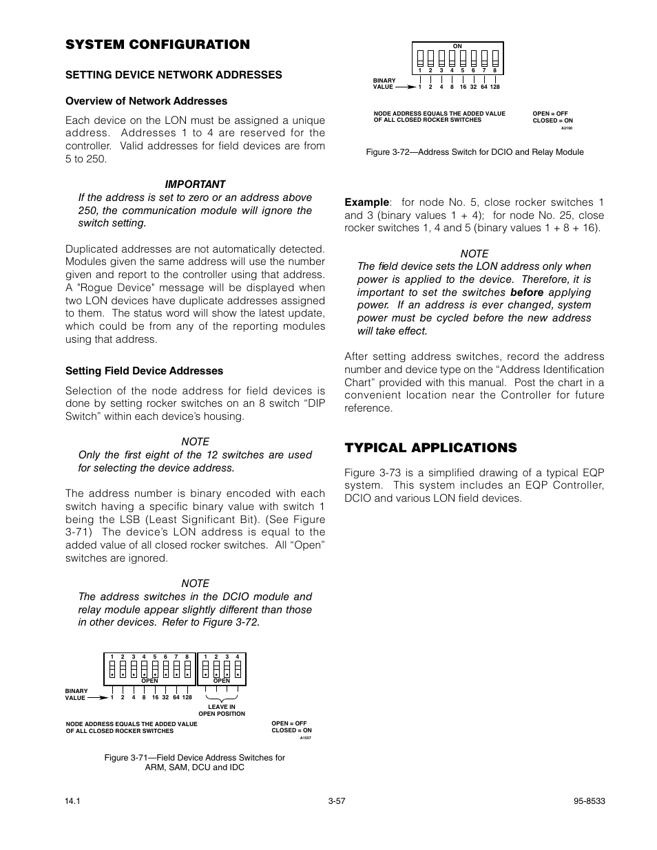 System configuration, Setting device network devices, Typical applications | Det-Tronics EQP Fire and Gas Detection/Releasing System User Manual | Page 76 / 157