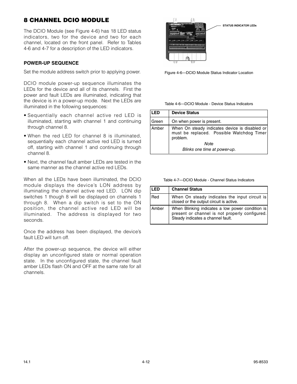 8 channel dcio module, Power-up sequence | Det-Tronics EQP Fire and Gas Detection/Releasing System User Manual | Page 89 / 157