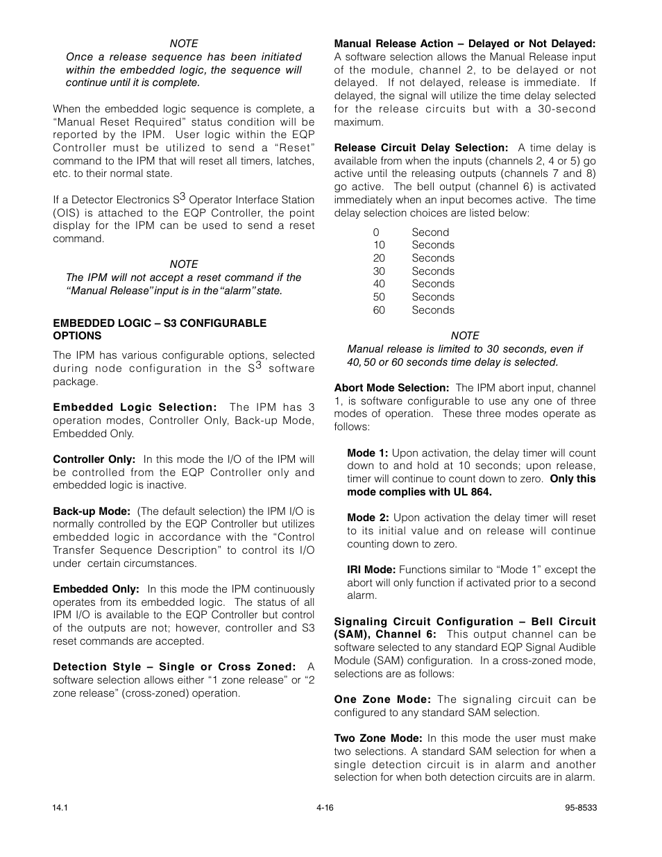 Embedded logic - s3 configurable options | Det-Tronics EQP Fire and Gas Detection/Releasing System User Manual | Page 93 / 157