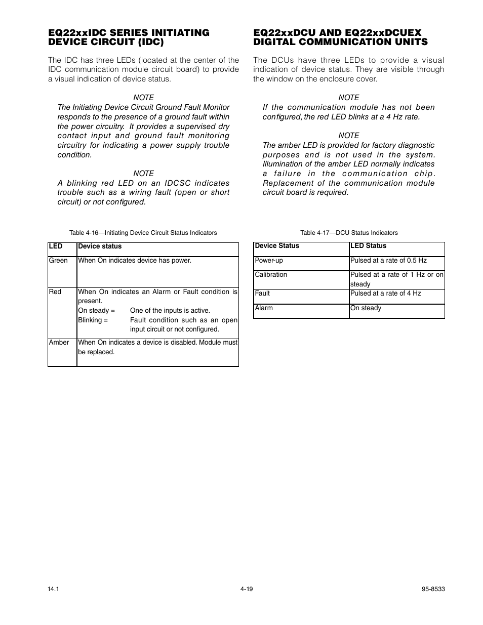 Eq22xxidc series initiating device circuit (idc) | Det-Tronics EQP Fire and Gas Detection/Releasing System User Manual | Page 96 / 157