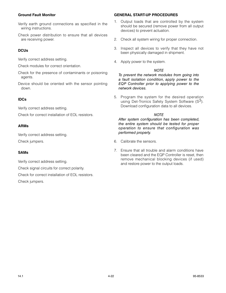 General start-up procedures | Det-Tronics EQP Fire and Gas Detection/Releasing System User Manual | Page 99 / 157