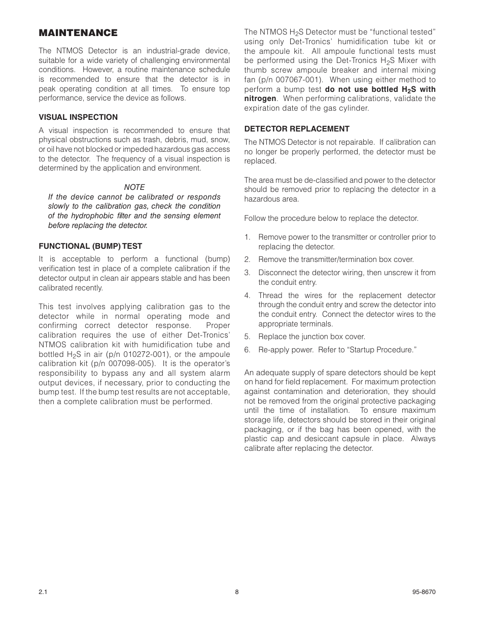 Det-Tronics NTMOS IP66/IP67 H2S Gas Detector User Manual | Page 10 / 19