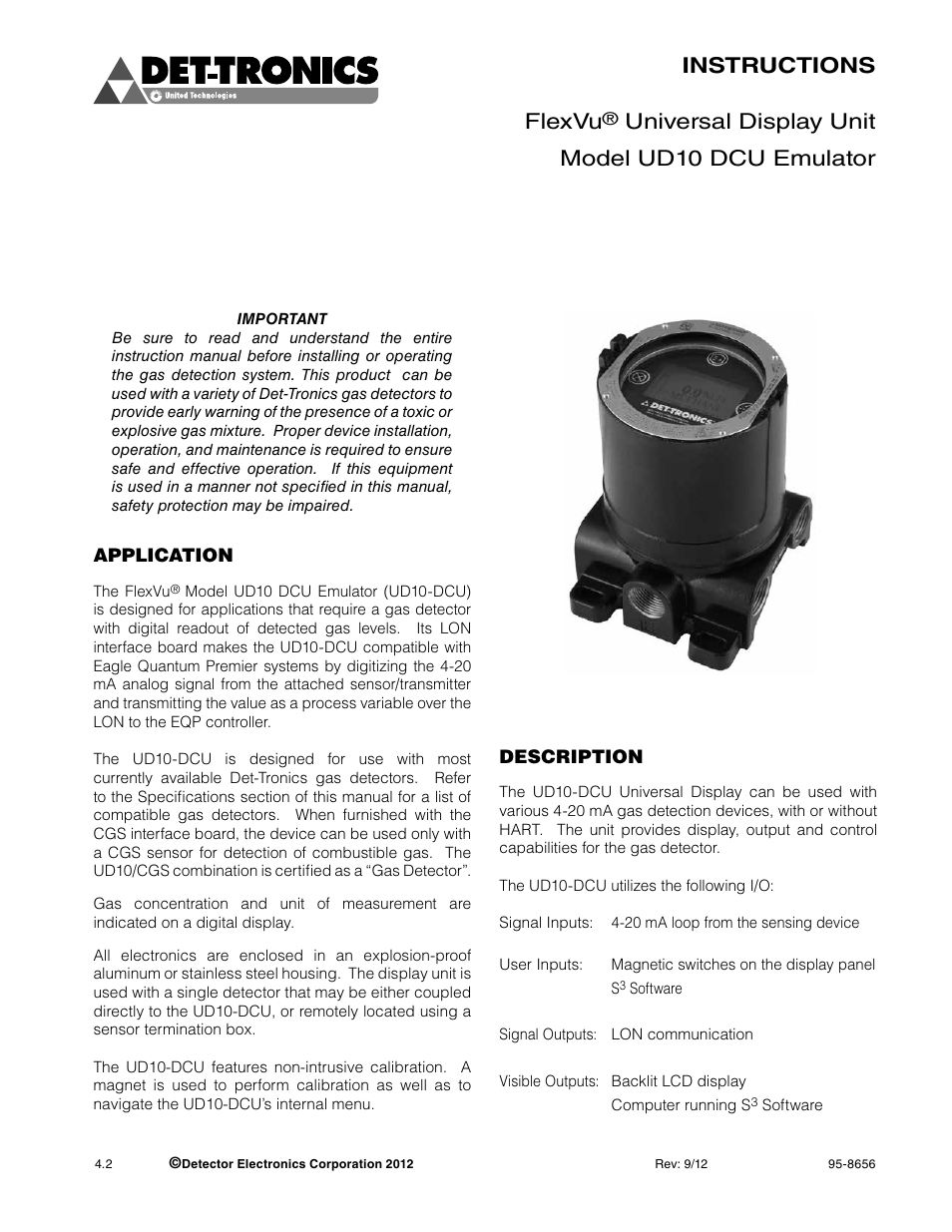 8656-4.2 (ud10-dcu), Instructions flexvu, Universal display unit model ud10 dcu emulator | Det-Tronics UD10 DCU Emulator FlexVu Universal Display Unit User Manual | Page 3 / 71