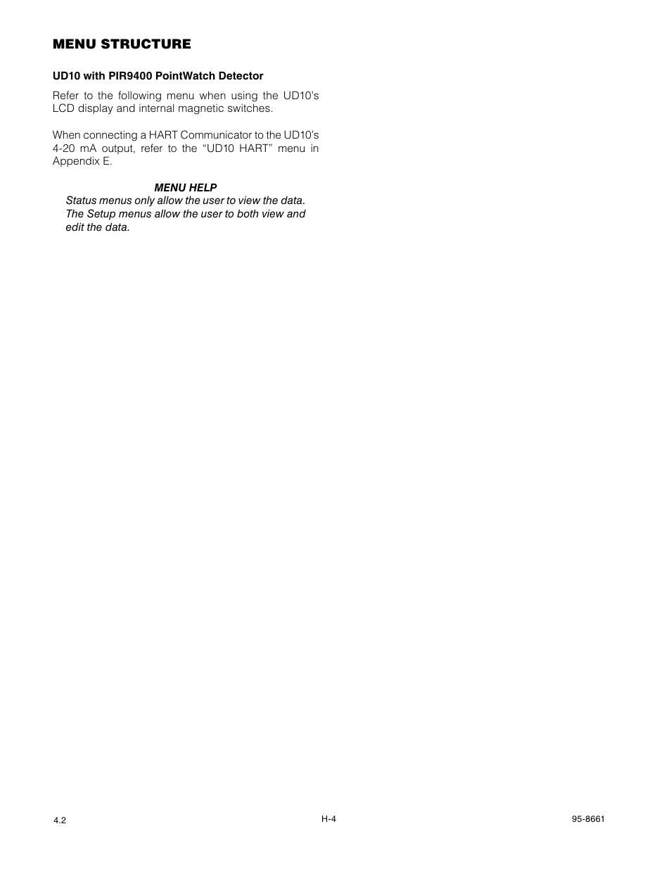 Menu structure | Det-Tronics UD10 FlexVu Explosion-Proof Universal Display Unit User Manual | Page 41 / 77