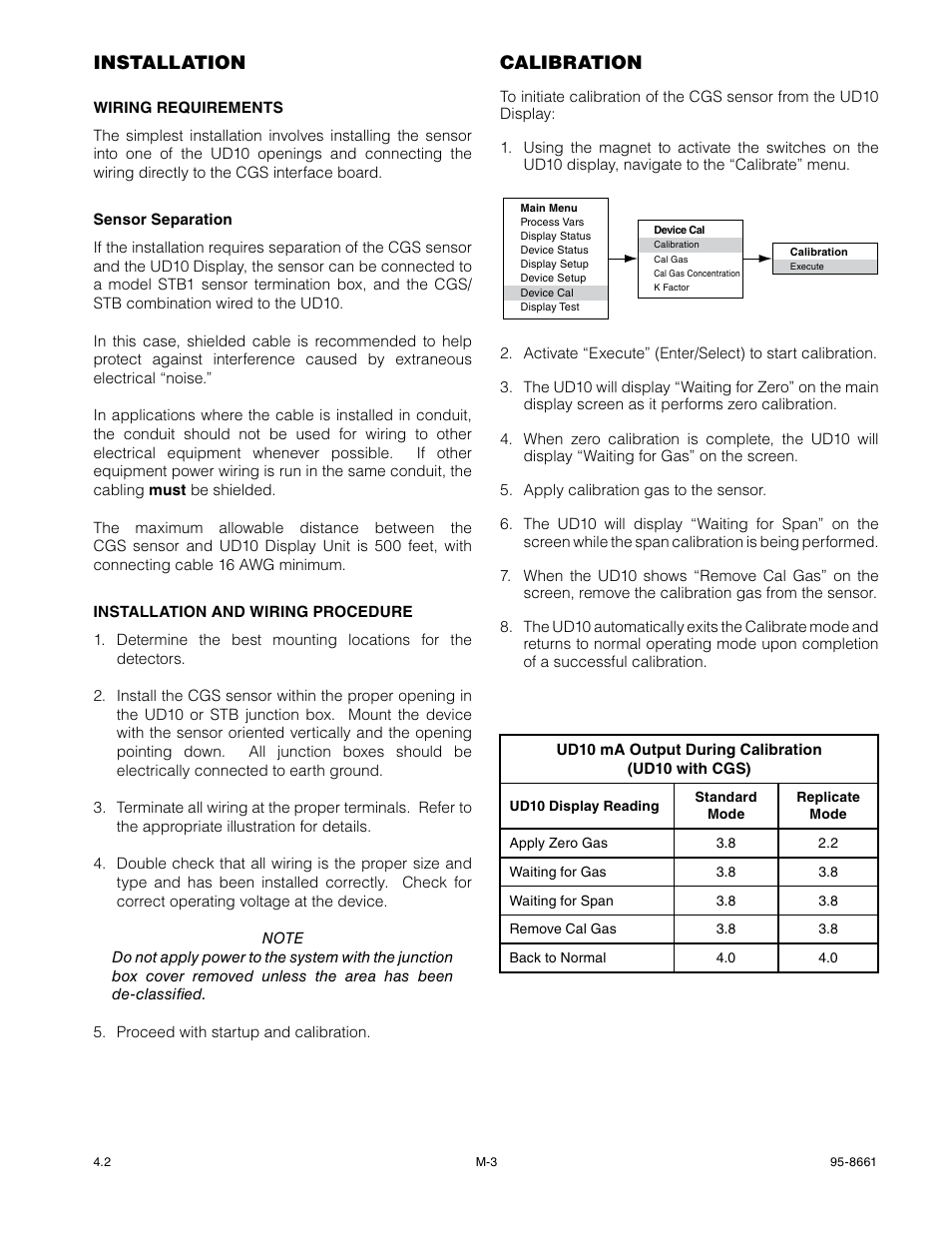 Installation, Calibration | Det-Tronics UD10 FlexVu Explosion-Proof Universal Display Unit User Manual | Page 66 / 77