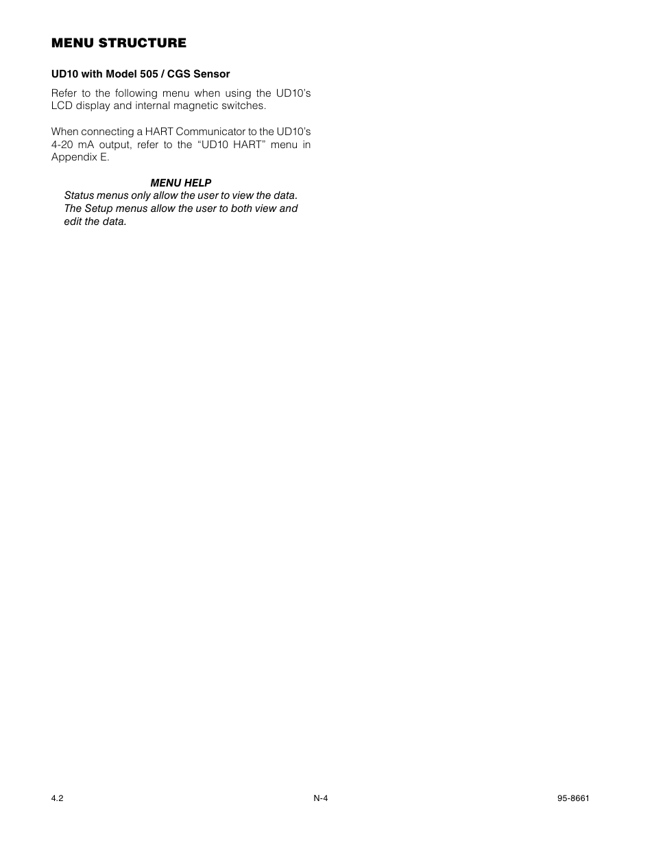 Menu structure | Det-Tronics UD10 FlexVu Explosion-Proof Universal Display Unit User Manual | Page 72 / 77