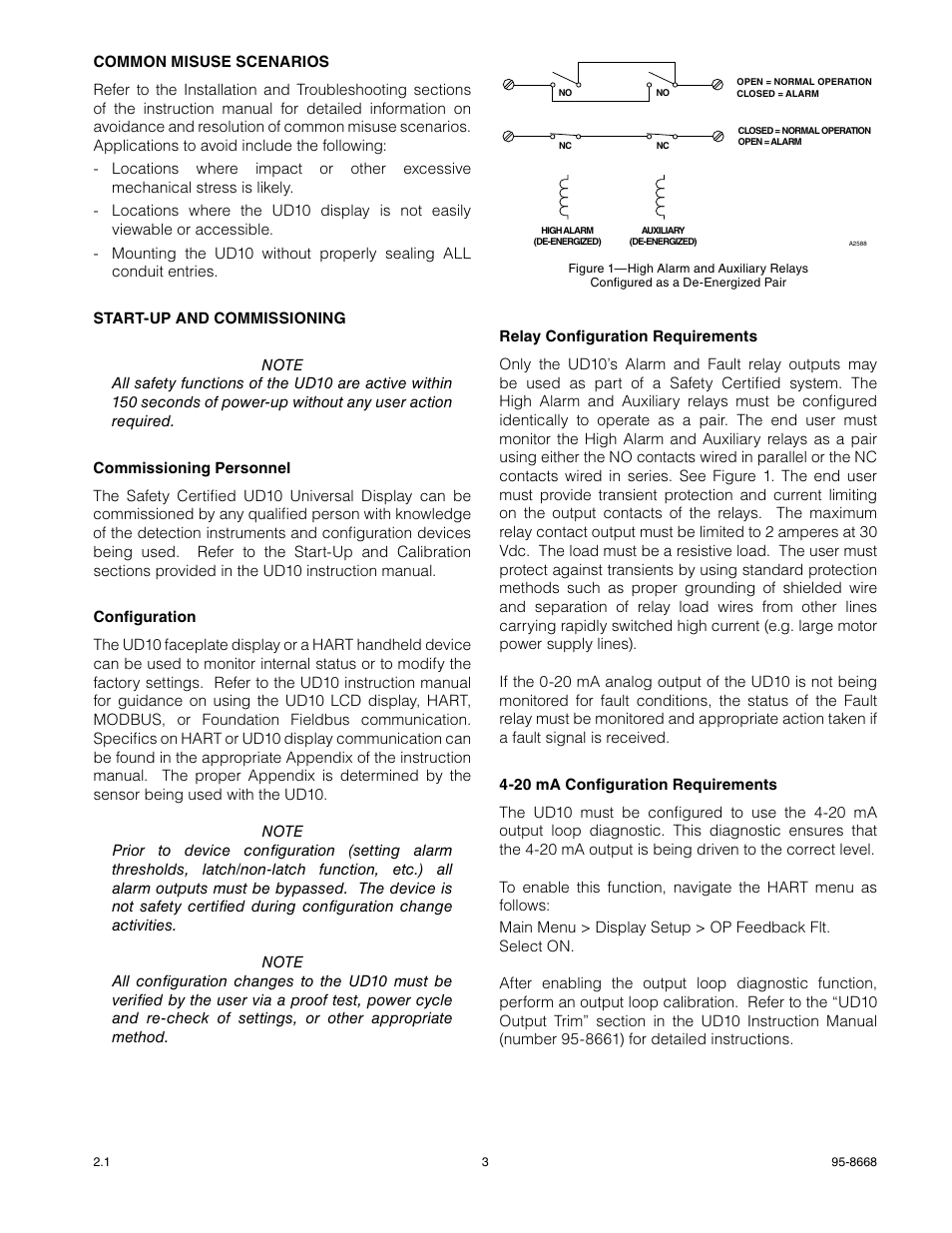 Det-Tronics UD10 FlexVu Universal Display SAFETY MANUAL User Manual | Page 3 / 6