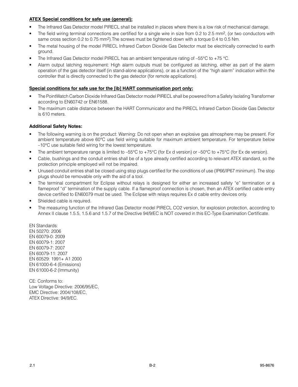 Det-Tronics PIRECL Infrared Carbon Dioxide Gas Detector PointWatch Eclipse User Manual | Page 30 / 54