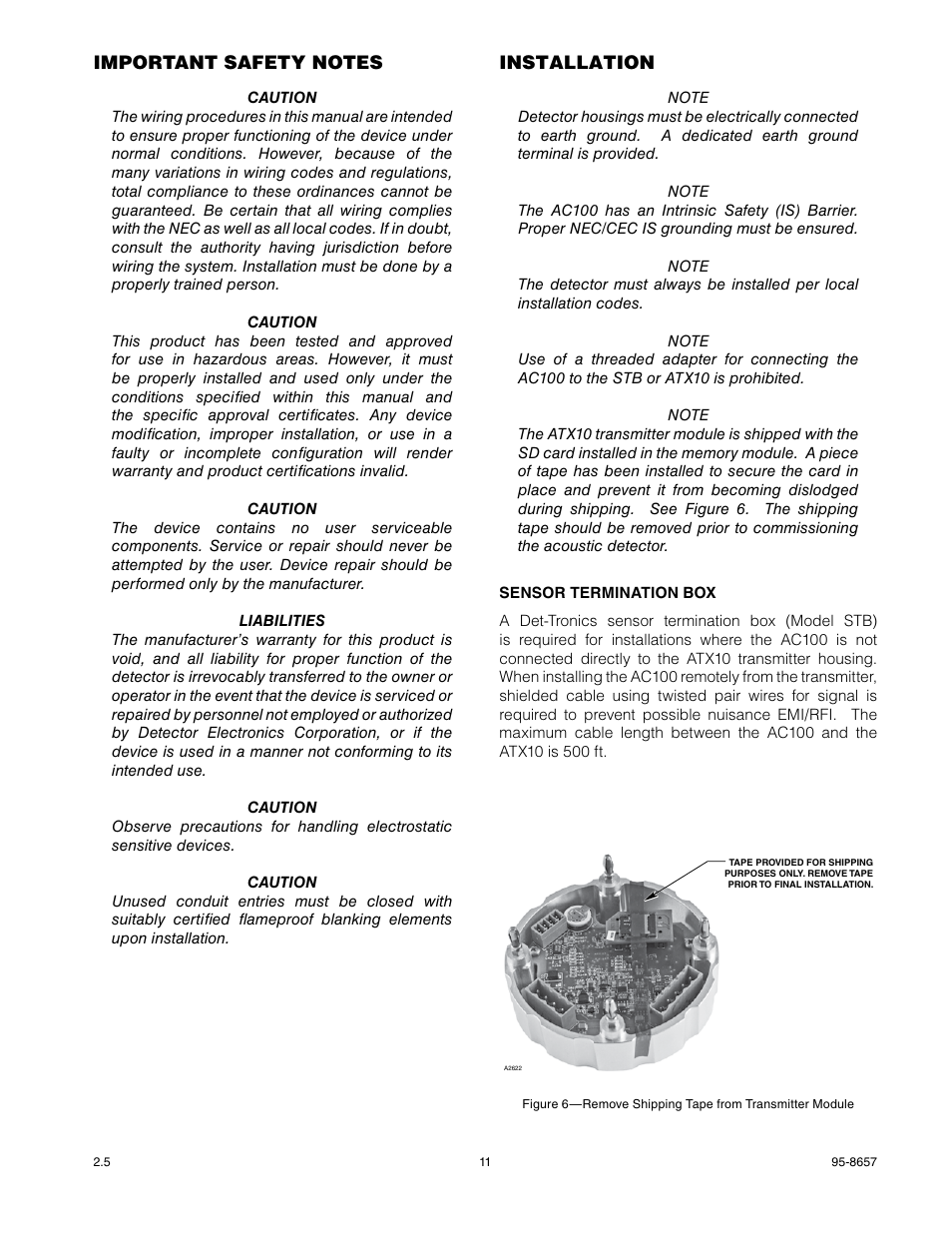 Installation | Det-Tronics ATX10 Transmitter User Manual | Page 13 / 37