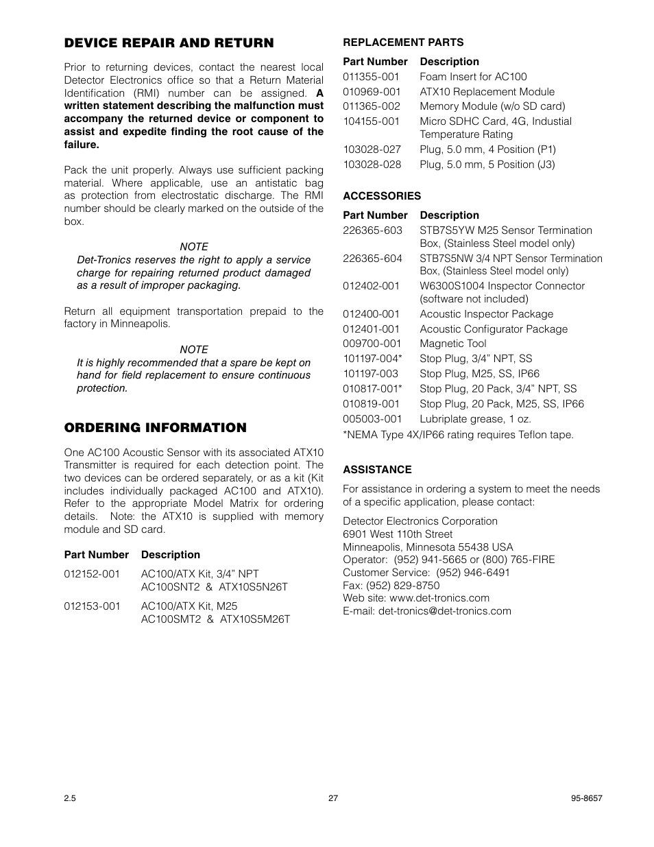 Det-Tronics ATX10 Transmitter User Manual | Page 29 / 37