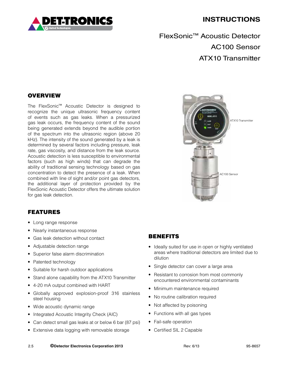 8657-2.5 (flexsonic acoustic), Instructions flexsonic | Det-Tronics ATX10 Transmitter User Manual | Page 3 / 37