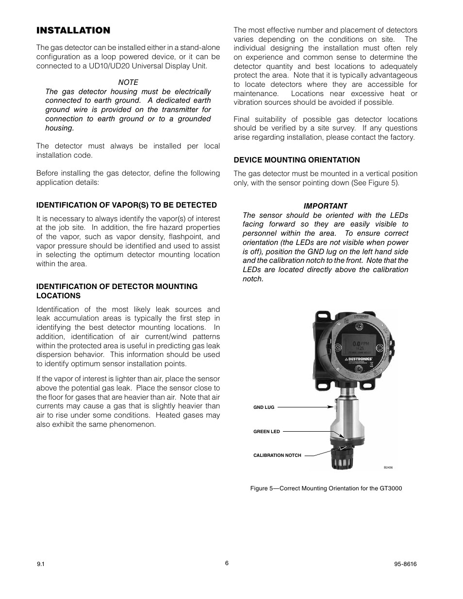 Installation | Det-Tronics GTS Sensor Module User Manual | Page 8 / 26