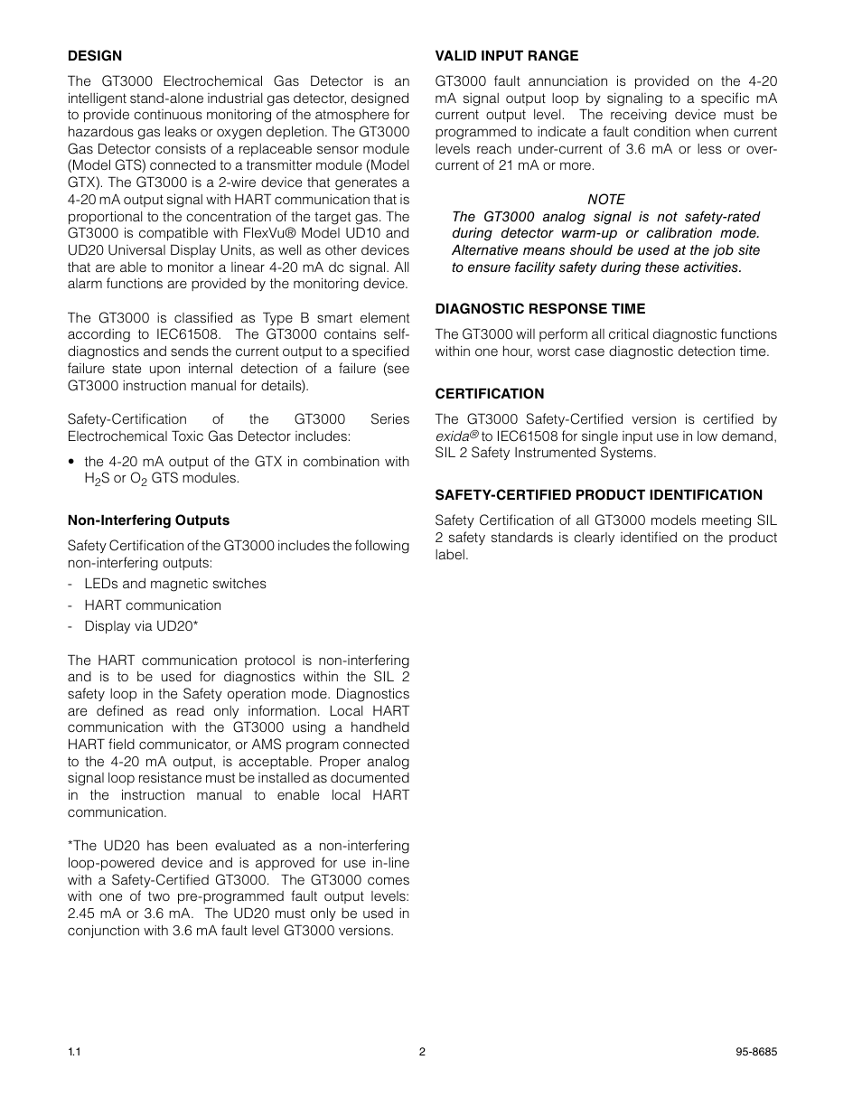 Det-Tronics GTS Sensor Module SAFETY MANUAL User Manual | Page 2 / 6