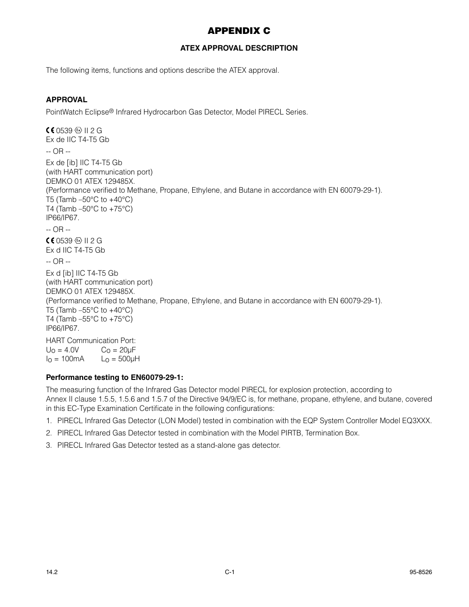 Appendix c | Det-Tronics PIRECL Infrared Hydrocarbon Gas Detector PointWatch Eclipse User Manual | Page 34 / 69