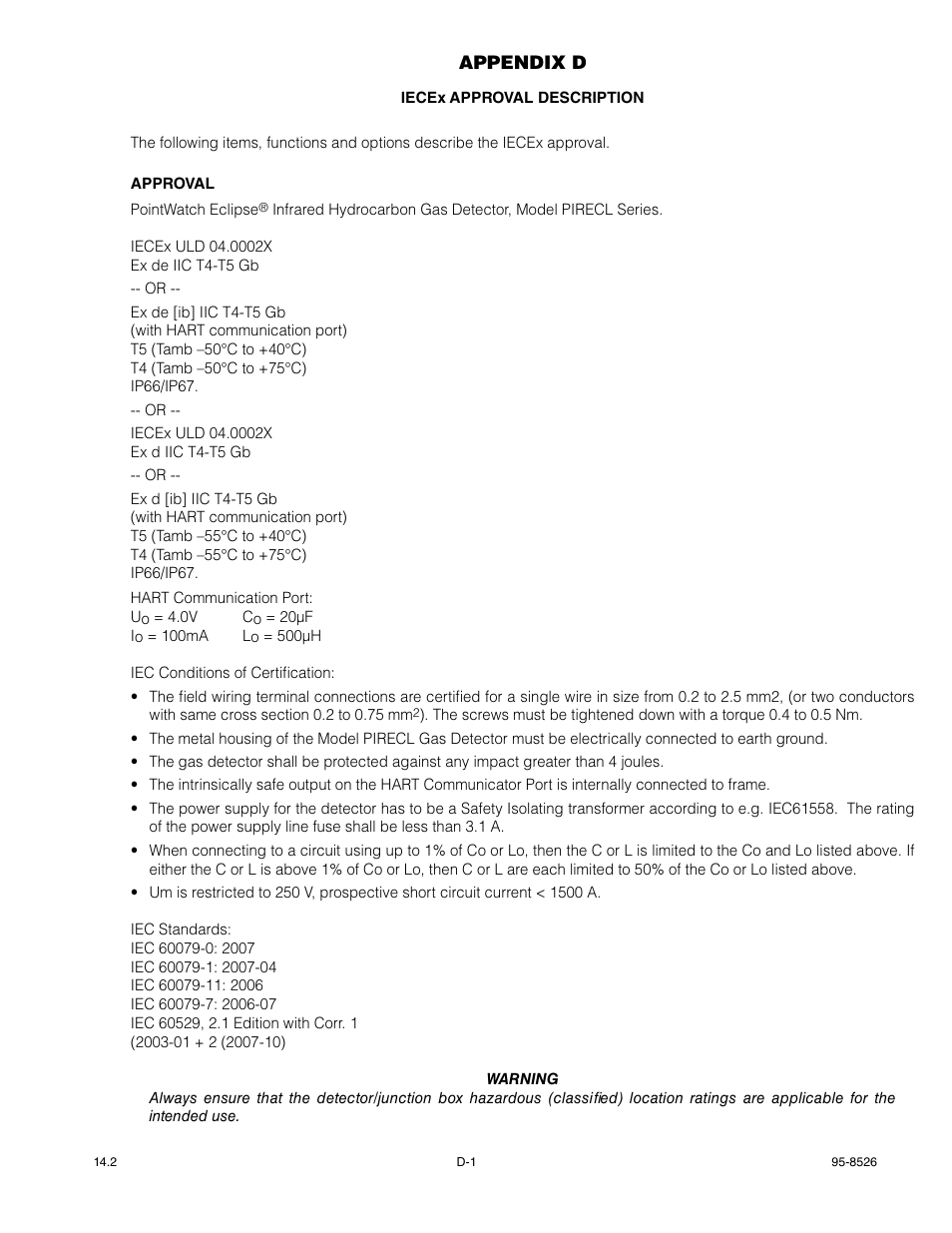 Det-Tronics PIRECL Infrared Hydrocarbon Gas Detector PointWatch Eclipse User Manual | Page 37 / 69