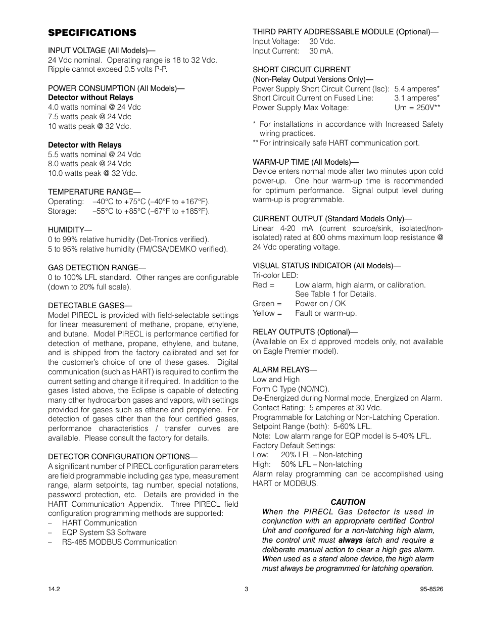 Det-Tronics PIRECL Infrared Hydrocarbon Gas Detector PointWatch Eclipse User Manual | Page 5 / 69