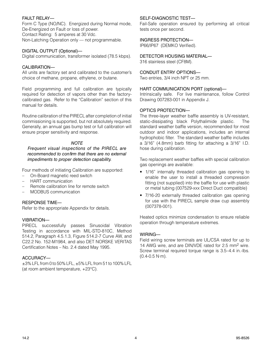 Det-Tronics PIRECL Infrared Hydrocarbon Gas Detector PointWatch Eclipse User Manual | Page 6 / 69
