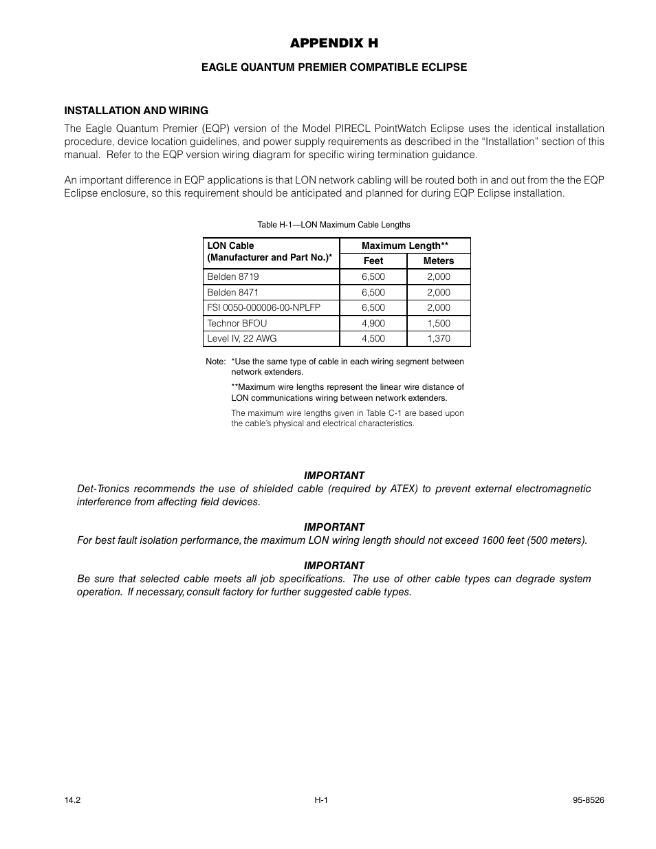 Appendix h | Det-Tronics PIRECL Infrared Hydrocarbon Gas Detector PointWatch Eclipse User Manual | Page 61 / 69