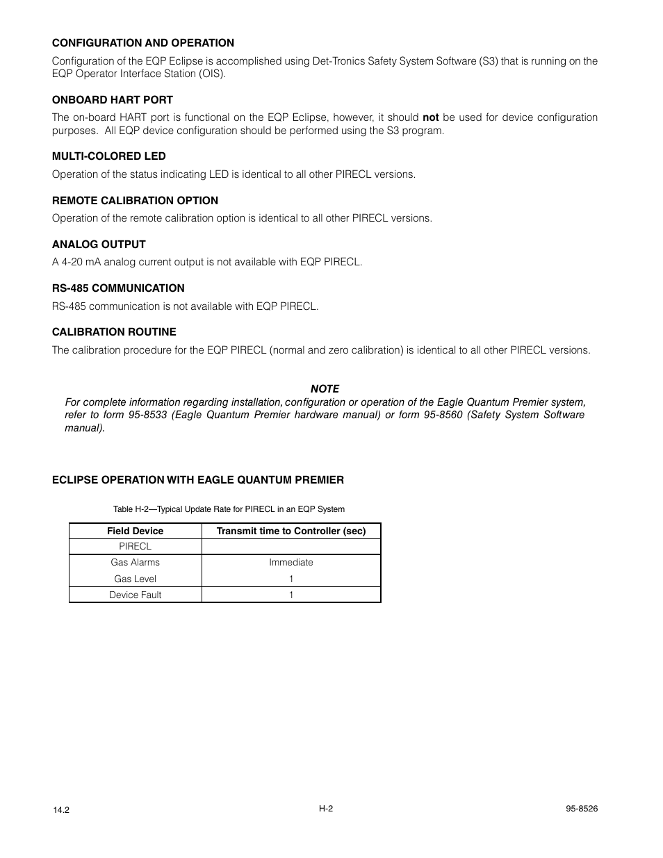 Det-Tronics PIRECL Infrared Hydrocarbon Gas Detector PointWatch Eclipse User Manual | Page 62 / 69