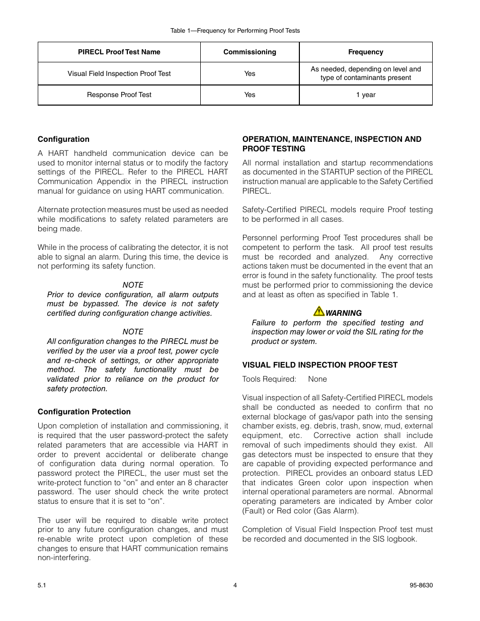 Det-Tronics PIRECL Infrared Hydrocarbon Gas Detector PointWatch Eclipse SAFETY MANUAL User Manual | Page 4 / 8